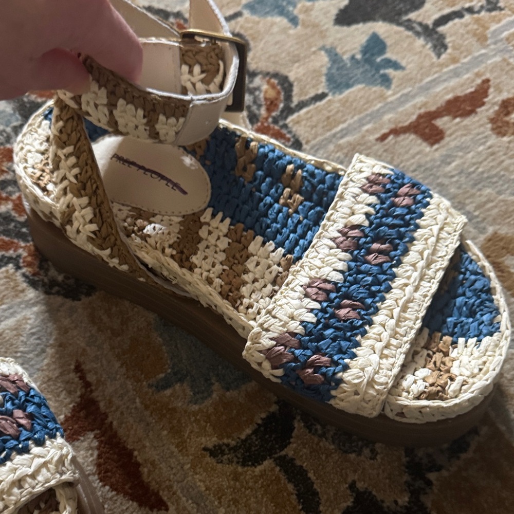 Free People Woven Sandals - Blue and Tan - Picture 5 of 5